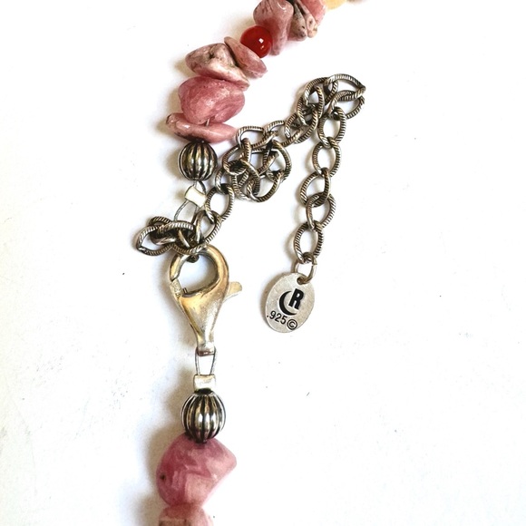 CAROLYN POLLACK Necklace Rhodochrosite Sterling Multi Gemstone V.GOOD CONDITION - Picture 3 of 4